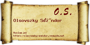 Olsovszky Sándor névjegykártya